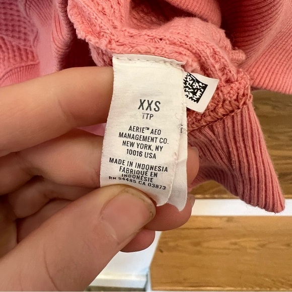 Aerie Pink Waffle Knit Sweatshirt - Picture 2 of 6